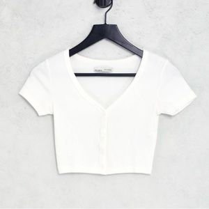 Pull&Bear Button Down Crop Top